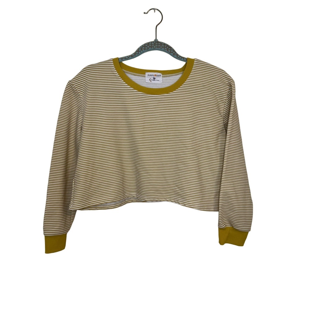 Sunflower Long Sleeve Striped Crop Top Yellow M